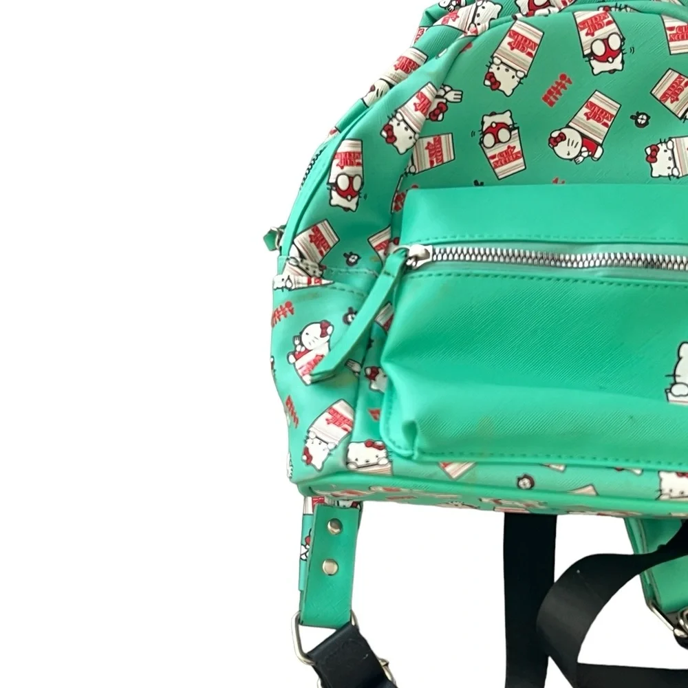 Hello Kitty | Cup Noodles green faux leather graphic small backpack